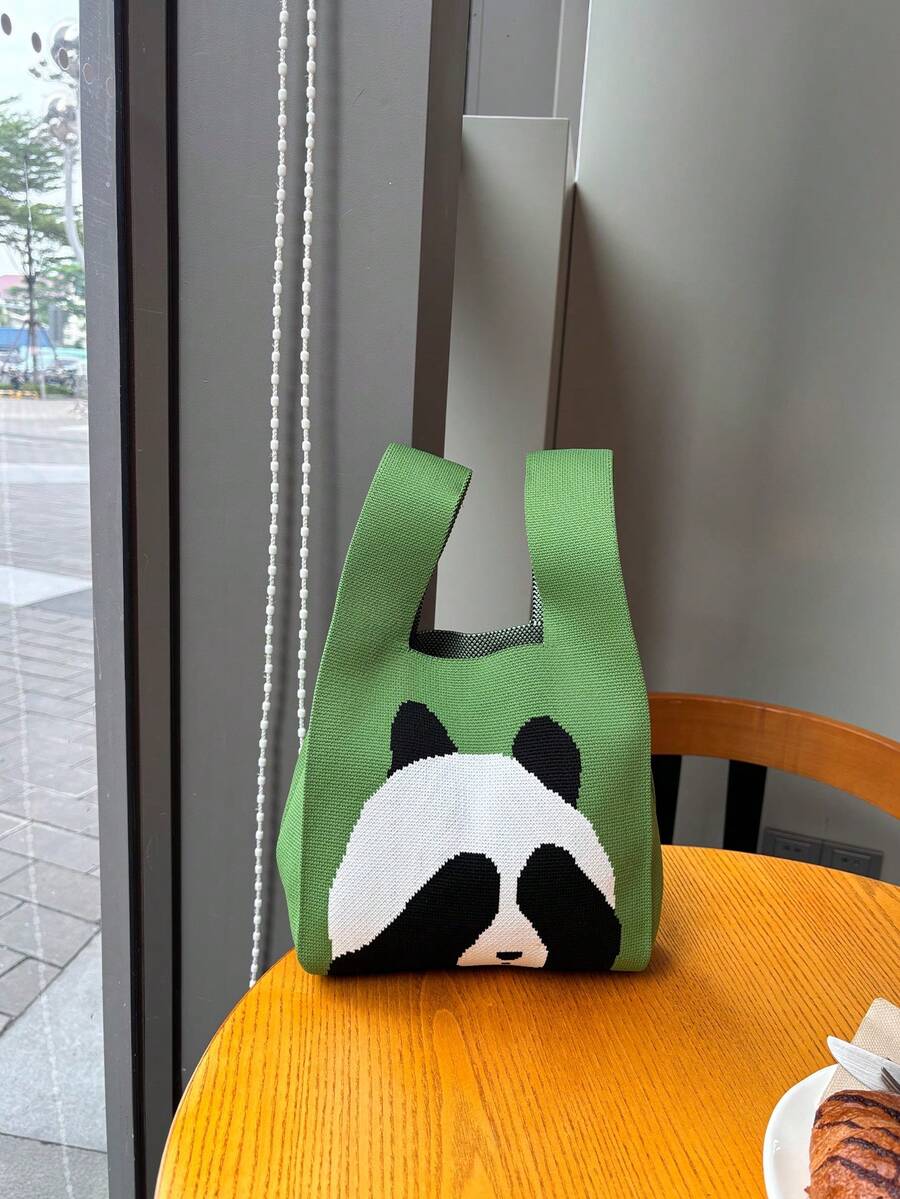 New Zebra & Leopard Print Knitted Bag With Large Capacity, Ideal For Commute And Daily Use, Lightweight, And Versatile, With Cute Colorful Patchwork Design, Can Be Used As A Vest Bag Or Handbag - Multicolor - View 1