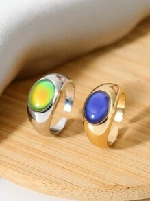 1 Anillo Que Cambia De Color Con La Sensación De Temperatura Y Múltiples Opciones De Color - Amarillo Oro - Ver 1