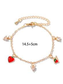 1 包可爱简约风格草莓手链适合女孩甜蜜爱情清新简约学生手链 - 彩色 - 查看 6