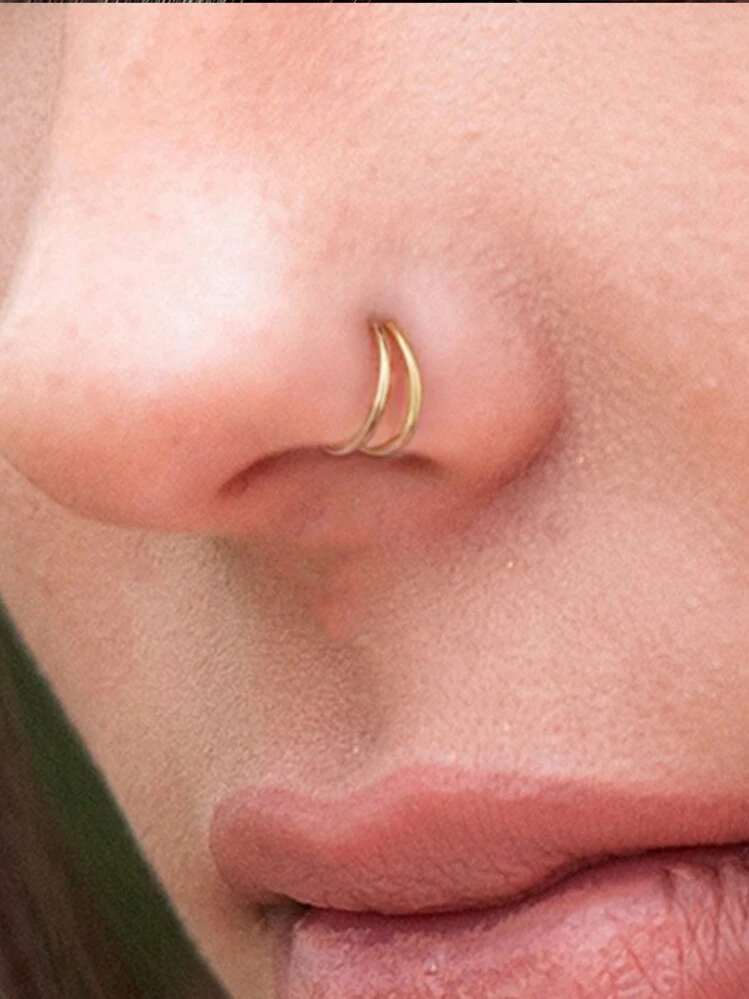 1Pc Minimalist S925 Sterling Silver Nose Ring Piercing Trendy Unisex Daily 18k Gold Plated Fine Jewelry Gift SHEIN