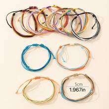 1套12色時尚台灣蠟線手工編織可調節手鍊,適合女性在假期佩戴 - 12件套裝 - 查看 3