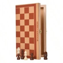 1 Set/Box Portable Folding Chess Set With Printed Board - Multicolor - View 1