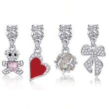 1pc Pink Bear Diy Bowknot, Crystal & Heart Shaped Pendant, Great For Bracelet Design And Handcraft Making Valentines - Bear - View 1