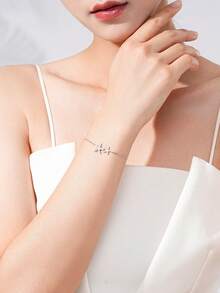 1pc Marine Life Bracelets 925 Sterling Silver Fashion Starfish Cubic Zirconia Adjustable Bracelets For Women Summer Seaside Jewelry - Silver - View 2