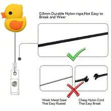 1pc Funny Duck Strawberry Rainbow Egg Smiling Face Badge Reels Retractable Badge Holders,ID Badge Holders Retractable With Clip,Cute Nurse Badge Reel For Student Business Meeting School Office,3.2*1.285inch,School Supplies,Back To School