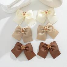 6pcs/Set Bowknot Hair Clips For Teen - Multicolor - View 1