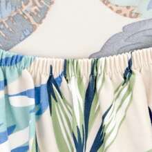 1/4pcs Modern Tropical Plant Print Removable & Washable Elastic Milk Silk Curved Chair Covers, Suitable For All Seasons - Multicolor - View 9