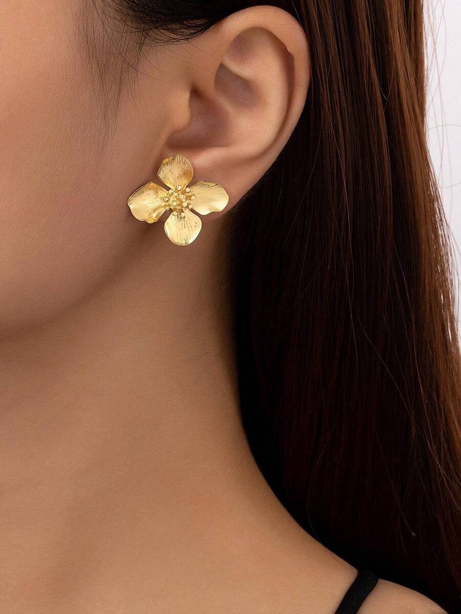 1 对优雅浪漫的女士耳环，简约经典金属花合金耳环，完美的派对节日情人节珠宝、妈妈、母亲、母亲节、礼物