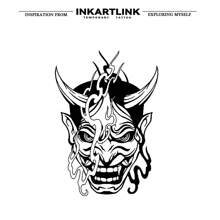 Inkartlink 守護般若臨時紋身貼,防水,持續 1-2 週,紋身,耐摩擦,逼真假紋身 - 黑色 - 查看 1