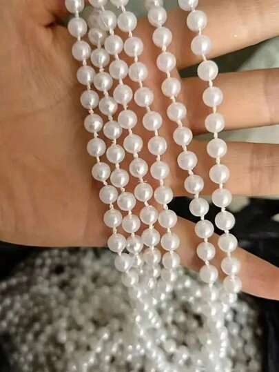 4/6/8mm白色人造珍珠串珠卷，適用於婚禮派對、聖誕樹裝飾、髮夾、項鍊等DIY珠寶製作工藝品材料供應