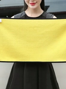 1條純色加厚加大珊瑚絨毛巾,柔軟吸水,適用於成人和兒童 - 黃色 - 查看 1