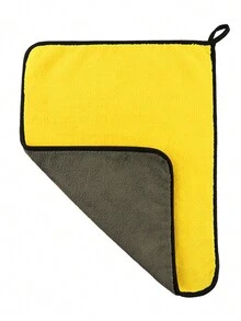 1條純色加厚加大珊瑚絨毛巾,柔軟吸水,適用於成人和兒童 - 黃色 - 查看 8