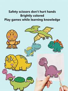 購買1套趣味剪紙書籍,贈送1把剪刀。隨機顏色和款式的diy多彩剪紙玩具,用於幼教 - 彩色 - 查看 3