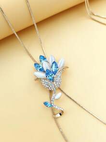 1 件女式時尚高端毛衣鍊長項鍊,優雅,經典秋冬毛衣配件 - 淺藍色 - 查看 2