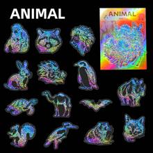 50 張可愛動物和鹿形銀色雷射全息貼紙適用於幼兒園獎勵和裝飾 - 彩色 - 查看 1