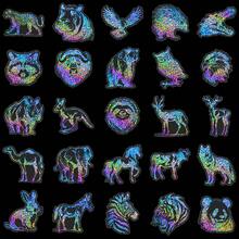 50 張可愛動物和鹿形銀色雷射全息貼紙適用於幼兒園獎勵和裝飾 - 彩色 - 查看 3