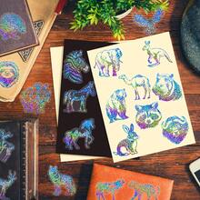 50 張可愛動物和鹿形銀色雷射全息貼紙適用於幼兒園獎勵和裝飾 - 彩色 - 查看 5