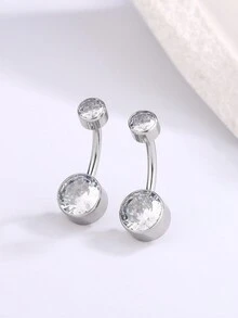 1pc Fashionable And Sexy G23 Titanium Implant Grade Medical Steel Navel Ring With Stone, Suitable For Daily Wear - Double Round - View 7