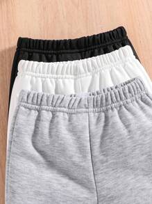 Set de 3 pantalones de chándal casuales de unicolor, suaves y cómodos para niños pequeños/niños, aptos para primavera, verano y otoño