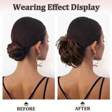 合成发髻凌乱发髻爪夹发片波浪卷发发髻马尾辫接发发片女士适合各种场合，包括音乐节、派对、度假和所有季节 - 間色 - 查看 5