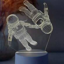 1pc Astronaut Series 3d Night Light, Touch Control/Warm Color, Color Changing, Led Table Lamp - Perfect Gift Creative Illusion Lamp, Home Decor Bedroom Lights, Festival Gifts - White - View 4