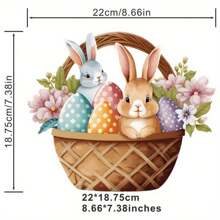 1入/2入/3入可愛的花籃蛋兔貼紙,適用於背包,t恤,可水洗,可熱轉印貼紙 - 彩色 - 查看 2