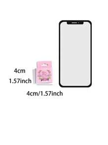 1包（45片）花卉拼貼迷你貼紙,適用於手帳及信封封口裝飾 - 藕粉色 - 查看 9