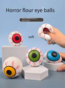 恐怖的裝有麵粉的眼球tpr泡泡玩具,用於惡作劇、減壓和娛樂 - 白色 - 查看 2