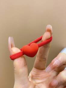 Juego de 10 coleteros con diseño de corazón rojo, accesorios para el cabello de niña que no dañan el cabello
