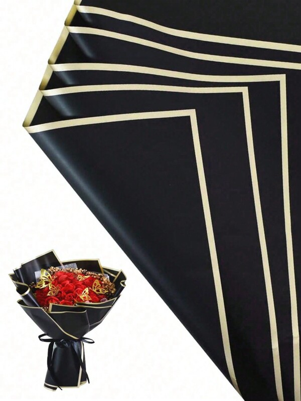 5/10 Sheets Translucent Gold Edge Flower Wrapping Paper Waterproof