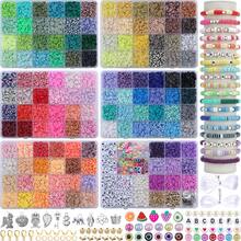 13000/4800/2400+件粘土珠套装，用于DIY手链制作，聚合物粘土珠配彩色春花吊饰，CCB人造珍珠配件套装，用于DIY友谊手链耳环项链珠宝制作和节日礼物 - 多色 - 查看 2