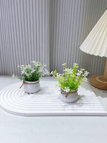 1入組小型人工植物盆景裝飾,適用於家庭/辦公室/書桌/桌子/院子,室內外裝飾 - 青碧色 - 查看 4