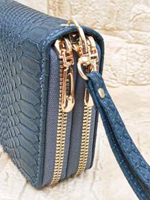 MINGYOU Vintage Snake Patterned Multilayer Zipper Closure Clutch & Phone Bag Women Crocodile For Women Wallet Purse Wallet Long Wallet Wristlet Wallet