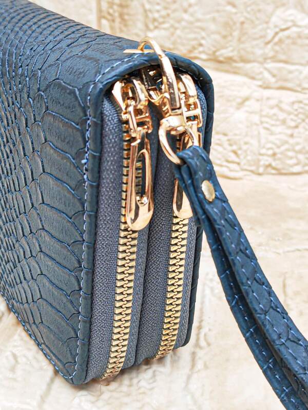 MINGYOU Vintage Snake Patterned Multilayer Zipper Closure Clutch & Phone Bag Women Crocodile For Women Wallet Purse Wallet Long Wallet Wristlet Wallet