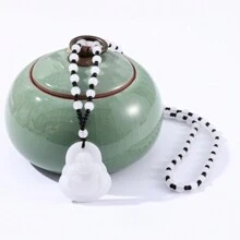 1/4 pièces Pendentif Bouddha Fengshui, pendentif de collier Bouddha en verre sculpté exquis - accessoire de voyage unique, sans matériau en mosaïque et sans placage, idéal pour les voyageurs spirituels et les enthousiastes de Bouddha