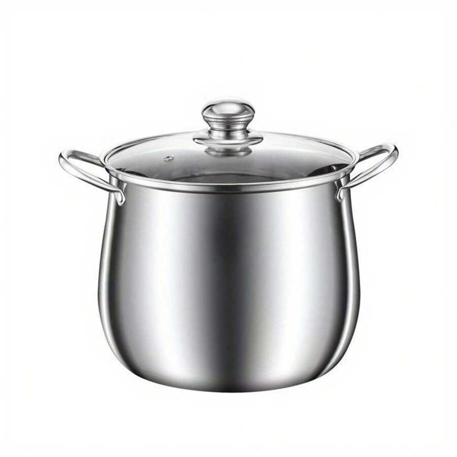 1pc Stainless Steel Stock Pot (8.58''), Large Stockpot, Soup Pot, Kitchen Utensils, Kitchen Gadgets, Kitchen Accessories, Home Kitchen Items - Silver - View 1
