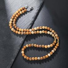 1 件復古龐克風格熔岩和地圖碧玉和啞光石頭治療串珠項鍊 - 彩色 - 查看 10