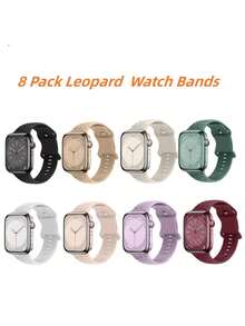 8 gói Dây đeo đồng hồ thông minh bằng silicon Tương thích với Apple Watch Series 9 8 7 6 5 4 3 2 1 SE Ultra Tương thích với Apple Watch 49mm 45mm 44mm 42mm 41mm 40mm 38mm - Nhiều màu - Xem 6