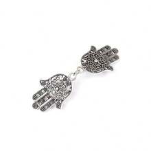 4入組時尚金屬披肩夾,配有羽毛、手、花、葉設計,用於衣領裝飾 - 銀色 - 查看 4