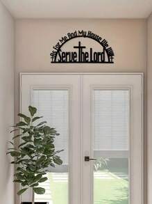 1 件房屋标志金属圣经经文墙饰，“至于我和我的家，我们将侍奉主”基督教壁饰，非常适合家庭、办公室、餐厅、走廊、万圣节房间、现代墙壁雕塑房间装饰工艺品、家居装饰、房间装饰、墙壁装饰 - 黑色 - 查看 5
