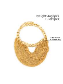 1pc Creative Multilayer Chain & Tassel Decor Foot Chain / Elegant Minimalist High Heel Shoes Accessory For Women - Multicolor - View 6