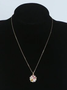 1 Miếng Sang trọng Nhiều màu Khối Zirconia  Hoa Hình dạng Dây chuyền Với Có màu sắc Kim cương Đối với Cô dâu Lễ cưới Đồ trang sức - Vàng - Xem 3