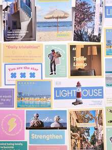 1 Paquete (32 Hojas) Pegatinas Con Patrones Diferentes (2 Hojas Por Patrón) Para El Diario, La Decoración De Las Libretas - Multicolor - Ver 11