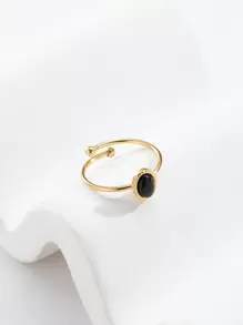 1 件新鍍 18k 金天然綠松石鍊式不銹鋼女士戒指 - 橢圓 - 查看 17