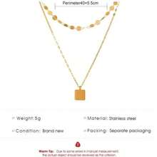 1入時尚豪華的18k鍍金不鏽鋼幾何正方形吊墜,分層設計,適合女性日常佩戴 - 幾何方塊吊墜項鍊 - 查看 3