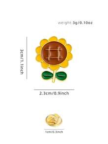 1 件卡通向日葵設計硬琺瑯別針胸針適合日常佩戴和作為禮物送給朋友女士服裝配件 - 彩色 - 查看 3