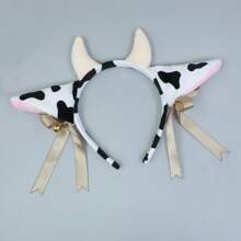 2 件套裝,包括主題派對裝扮的頭帶和尾巴,可愛的髮飾 - 黑與白 - 查看 5