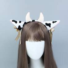 2 件套裝,包括主題派對裝扮的頭帶和尾巴,可愛的髮飾 - 黑與白 - 查看 3