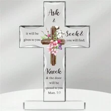 Cruz cristiana de pie acrílico, regalos inspiradores con versículos de la biblia y oraciones. Regalos cristianos con temática de girasol para mujeres, hombres, amigos, mamá, esposa y colegas (Estilo atractivo)