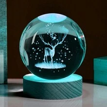 1入組3d激光雕刻水晶球配木質底座,彩色led燈,適用於客廳,臥室,家居裝飾,夜燈,情人節女友禮物,妻子的周年紀念禮物。 - 水晶球 - 查看 3